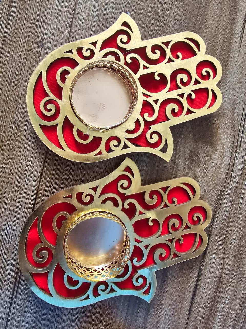 Hamsa Hand Diyas (Pack of 2) – Decorative Diwali Oil Lamps for Home & Festival Decor