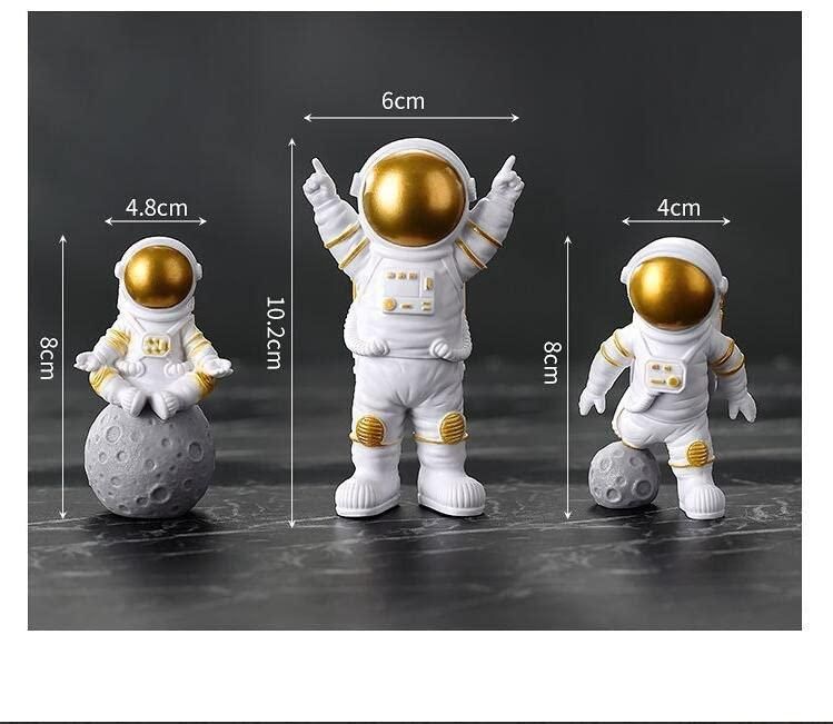 Golden Astronaut Spaceman Statue Set of 3 – Modern Home & Office Desktop Decor Figurines