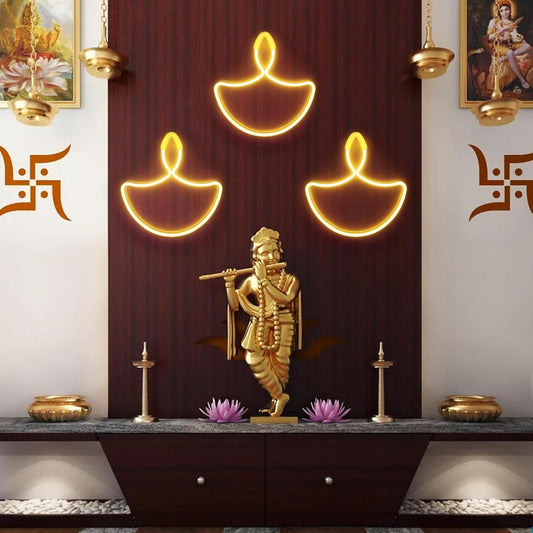 Diwali LED Diya Neon Sign Lights (Set of 2) – Bright Decorative Lights for Festive Home Decor