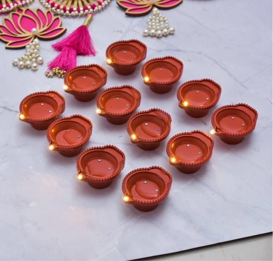 LED Water Sensor Diyas – Floating Plastic Lamps with Ambient Light, Reusable Decorative Lights