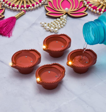 LED Water Sensor Diyas – Floating Plastic Lamps with Ambient Light, Reusable Decorative Lights