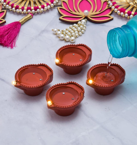 LED Water Sensor Diyas – Floating Plastic Lamps with Ambient Light, Reusable Decorative Lights